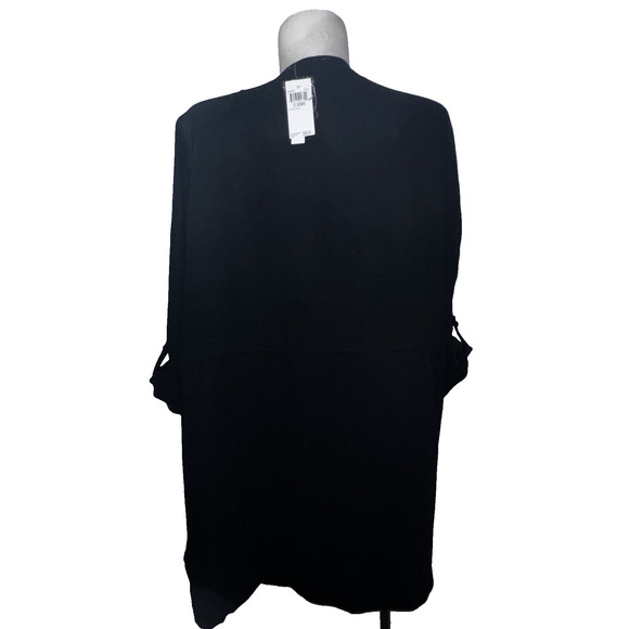 New Philosophy Jacket Plus Size 1X Black Duster Waterfall Open Front Cardigan - Picture 5 of 6